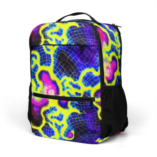 Neon Galaxy Grid on a Utility Backpack