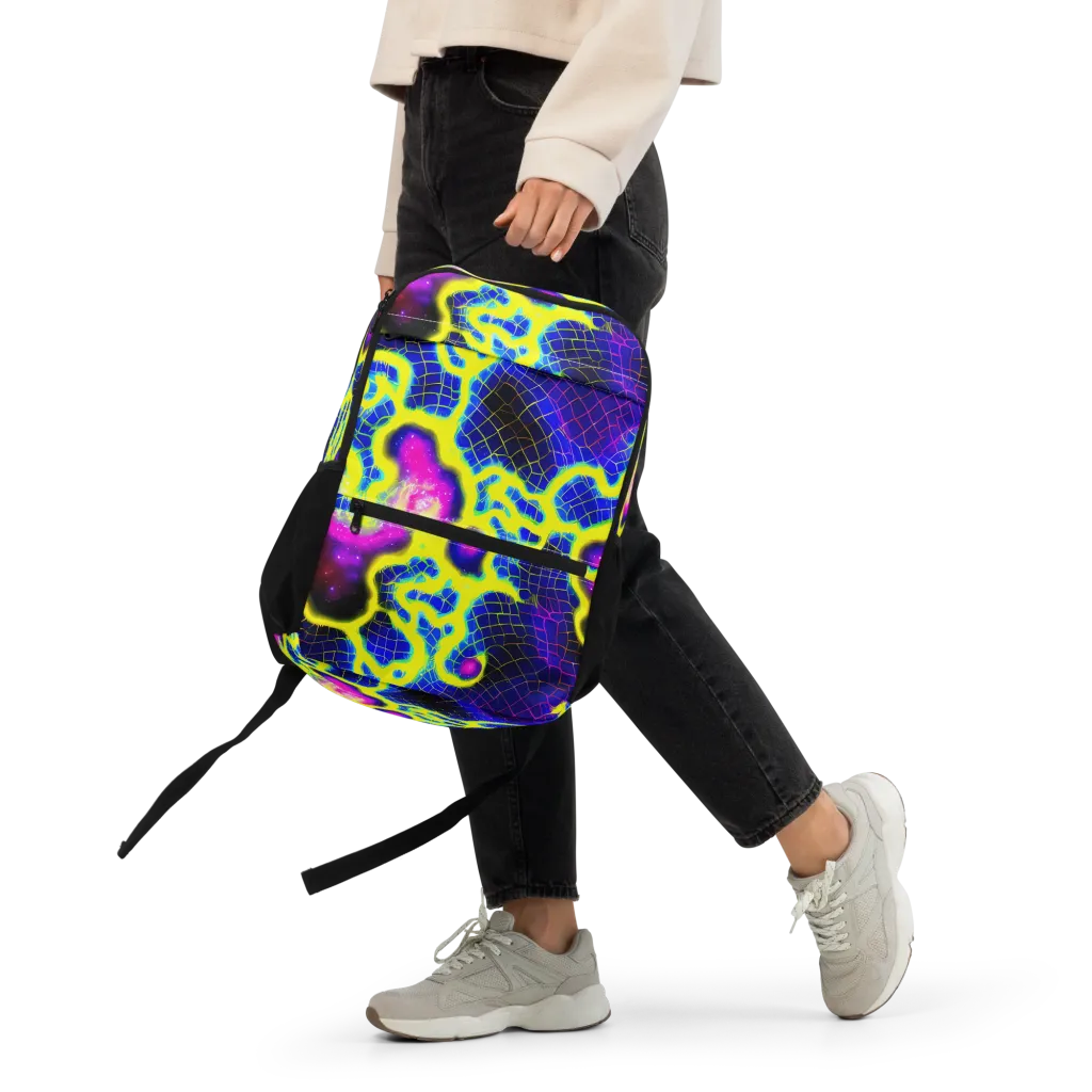 Neon Galaxy Grid on Utility Backpack — Front