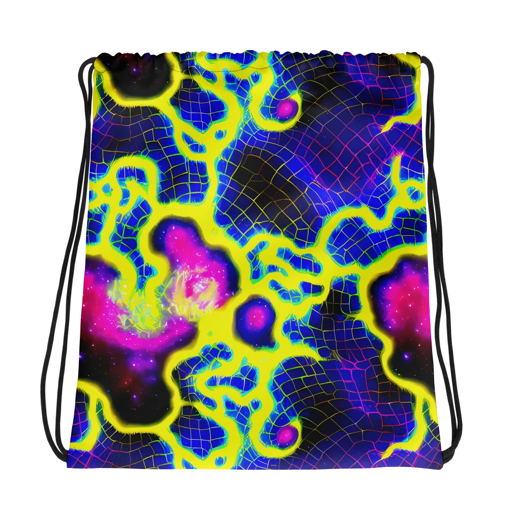 Neon Galaxy Grid on Drawstring Bag — Photo