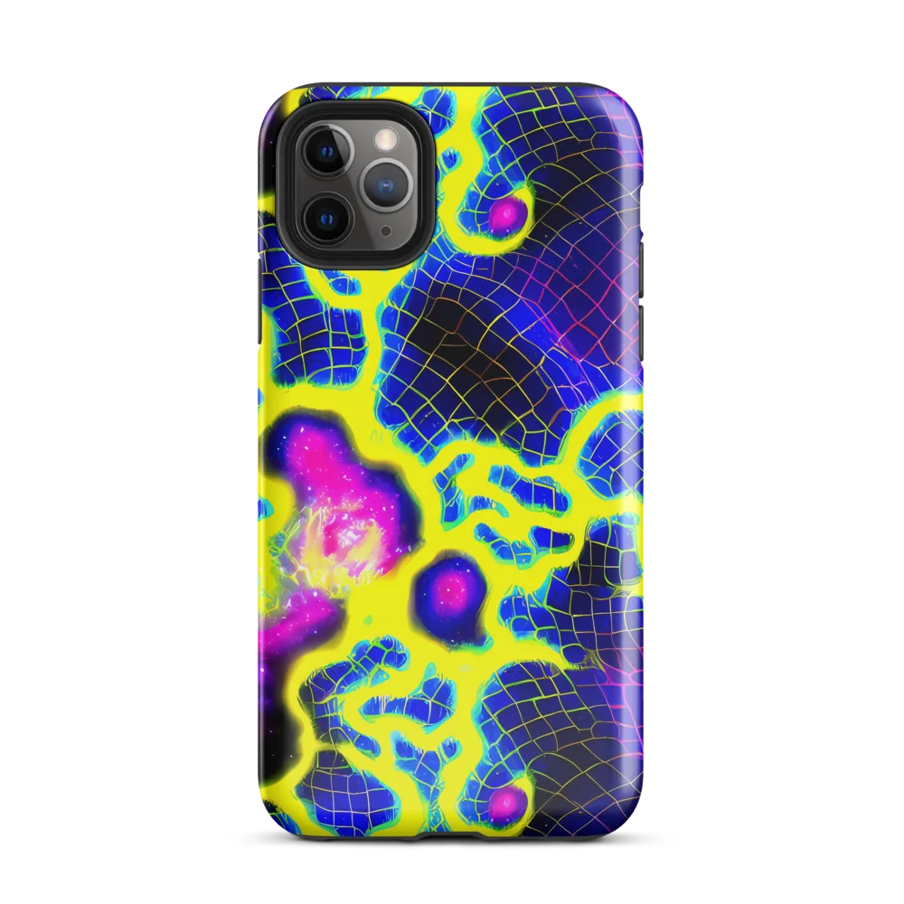 Neon Galaxy Grid on Tough Case for iPhone® — Front