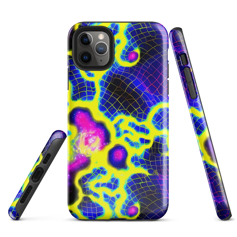 Neon Galaxy Grid on Tough Case for iPhone® — Front