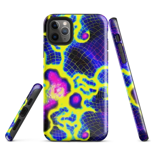 Neon Galaxy Grid on a Tough Case for iPhone®