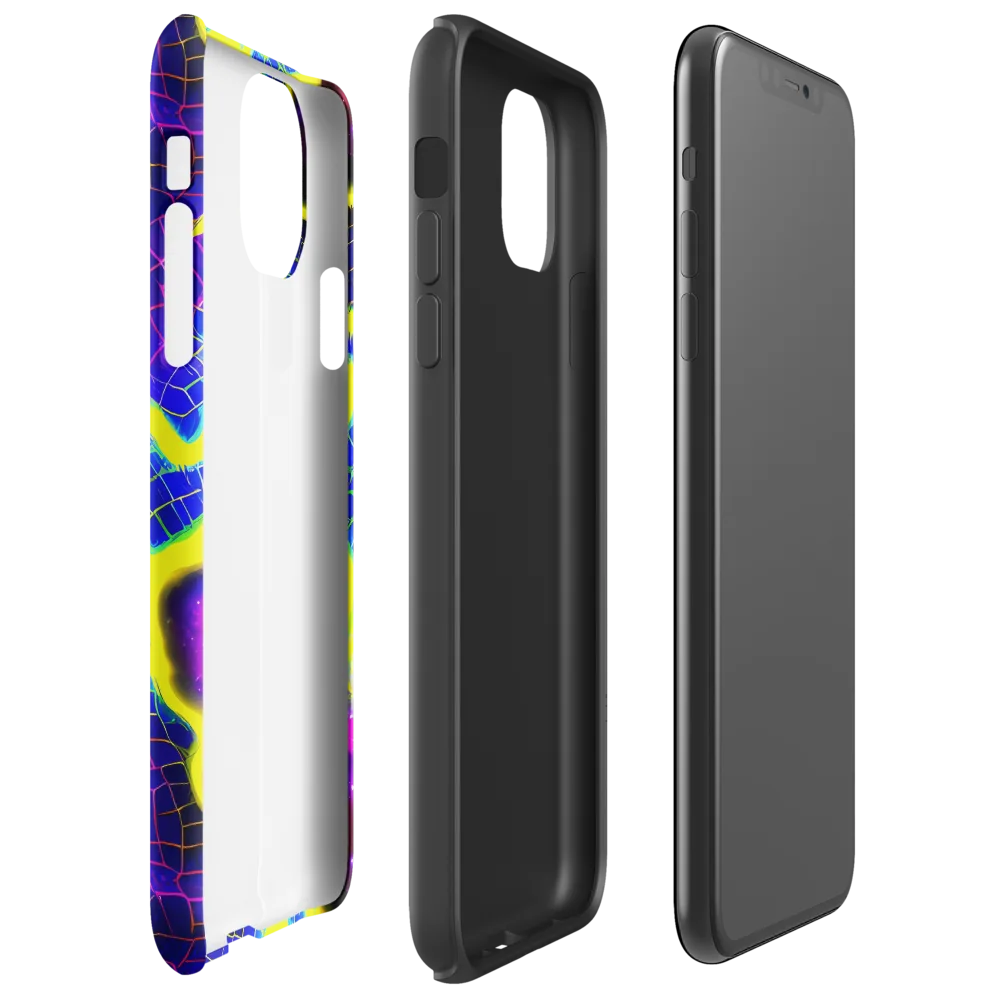 Neon Galaxy Grid on Tough Case for iPhone® — Right
