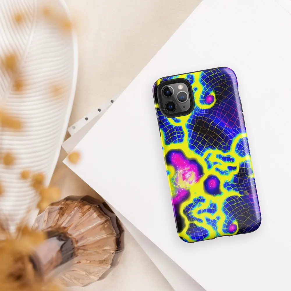 Neon Galaxy Grid on Tough Case for iPhone® — Front