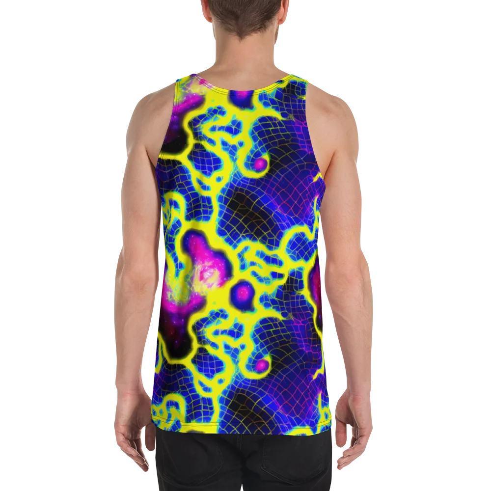 Neon Galaxy Grid on Men's Tank Top — Back