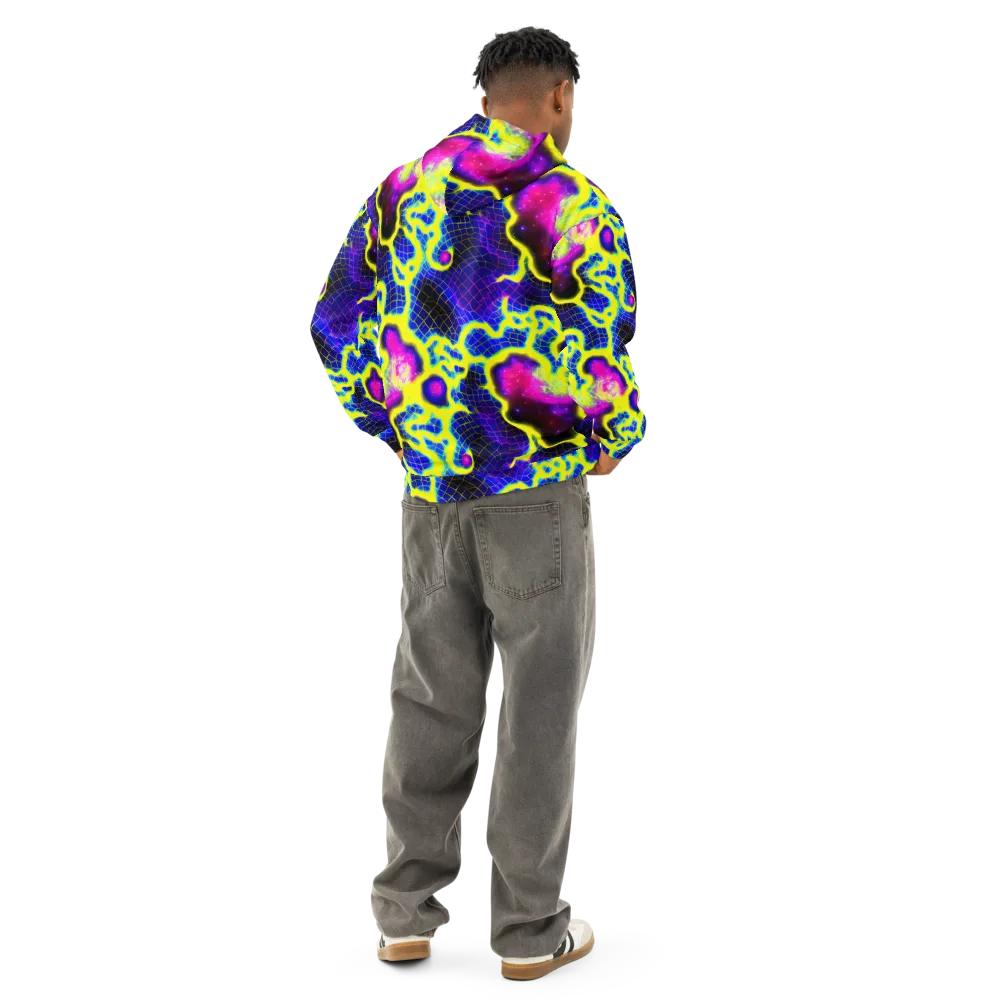 Neon Galaxy Grid on Cotton Hoodie — Back