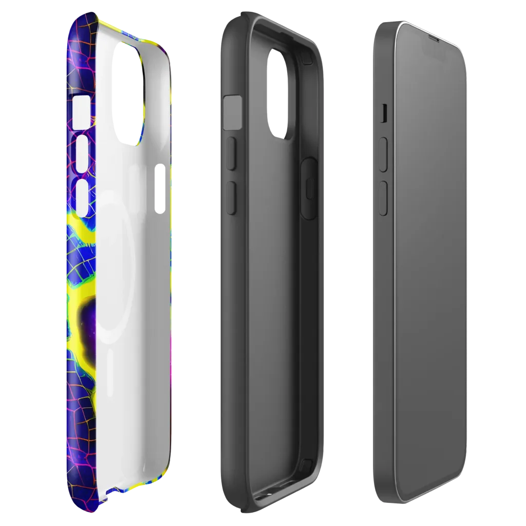 Neon Galaxy Grid on MagSafe Tough Case for iPhone® — Front