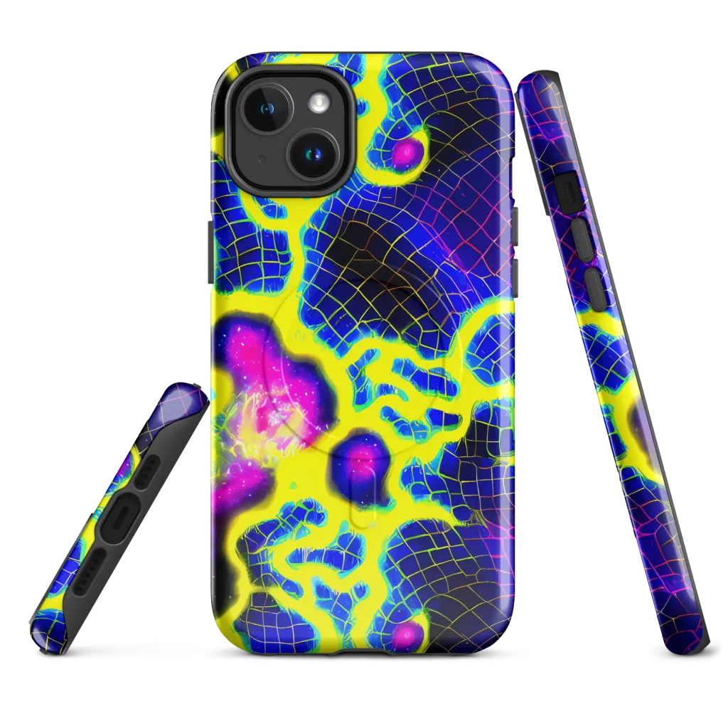 Neon Galaxy Grid on MagSafe Tough Case for iPhone® — Front