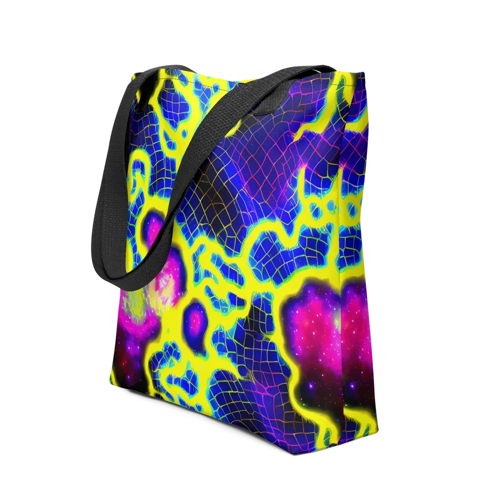 Neon Galaxy Grid on Tote Bag — Front