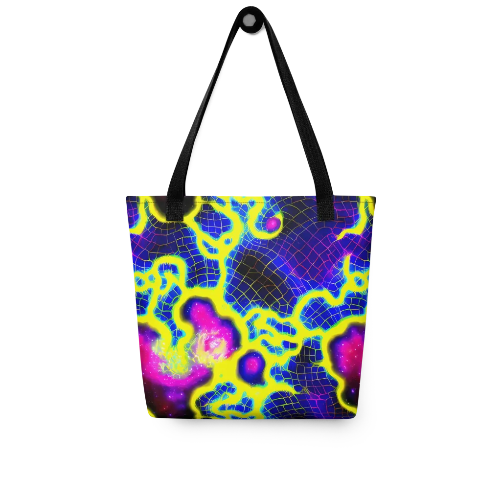 Neon Galaxy Grid on Tote Bag — Front