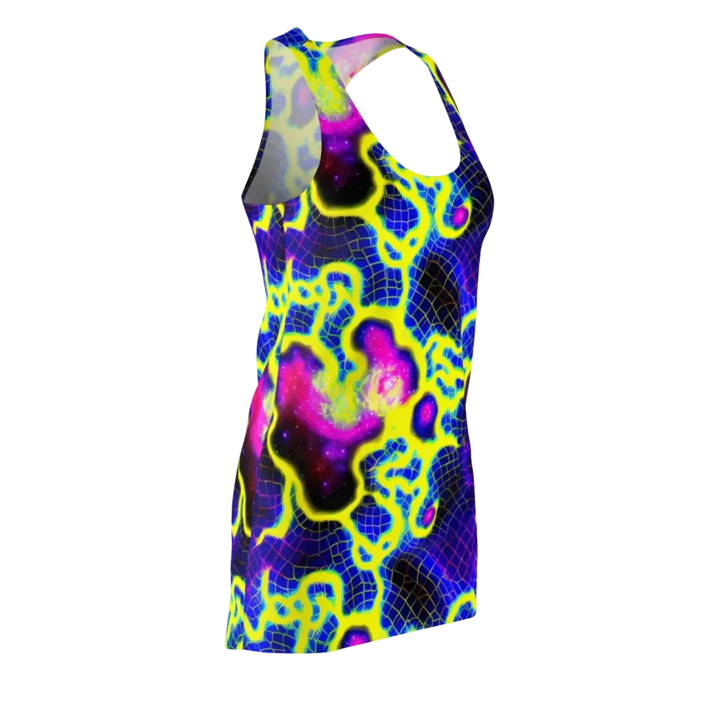 Neon Galaxy Grid on Racerback Dress — Front Side