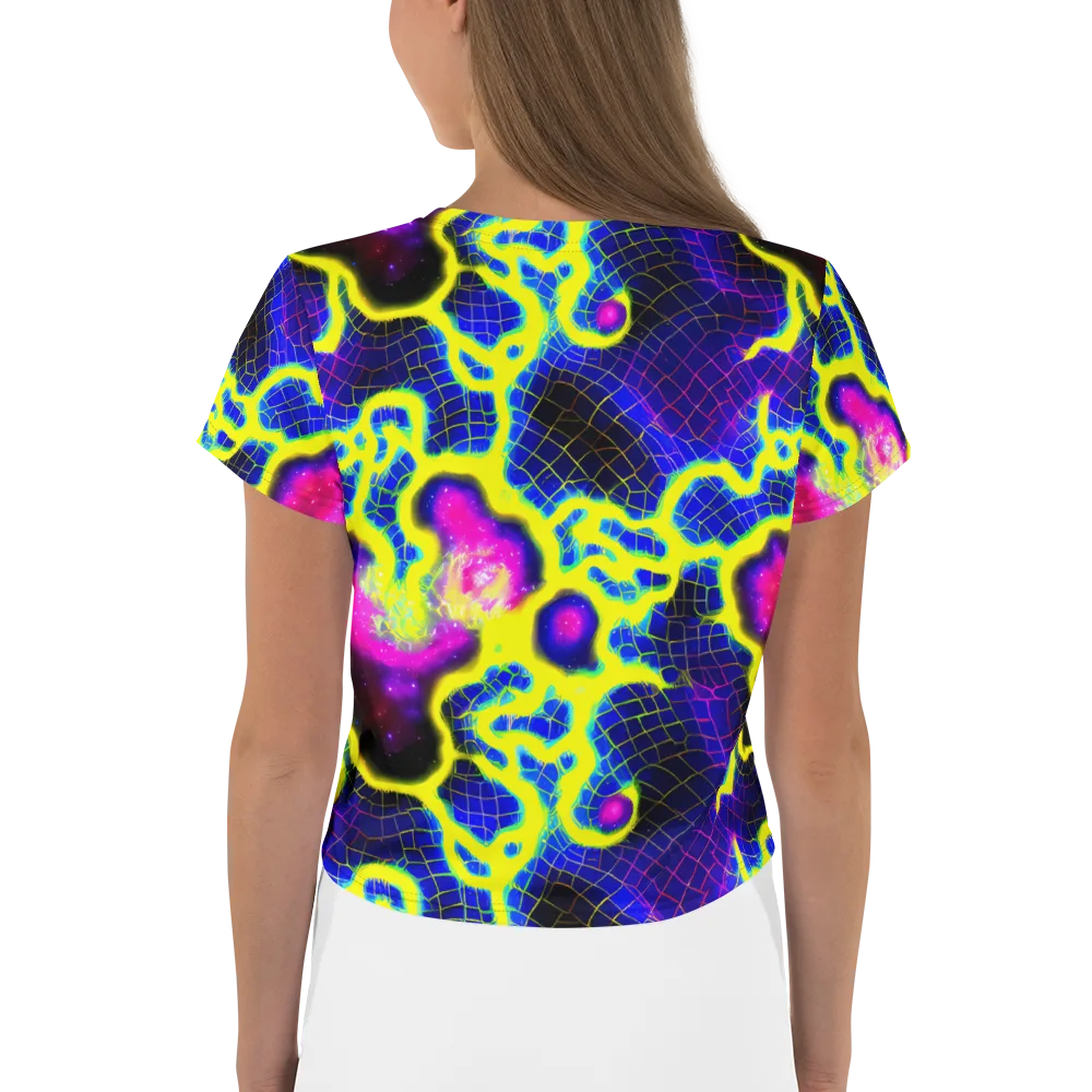 Neon Galaxy Grid on Crop Tee — Back