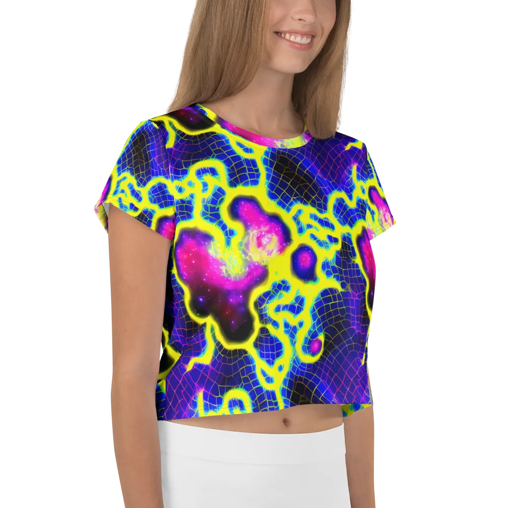Neon Galaxy Grid on Crop Tee — Right
