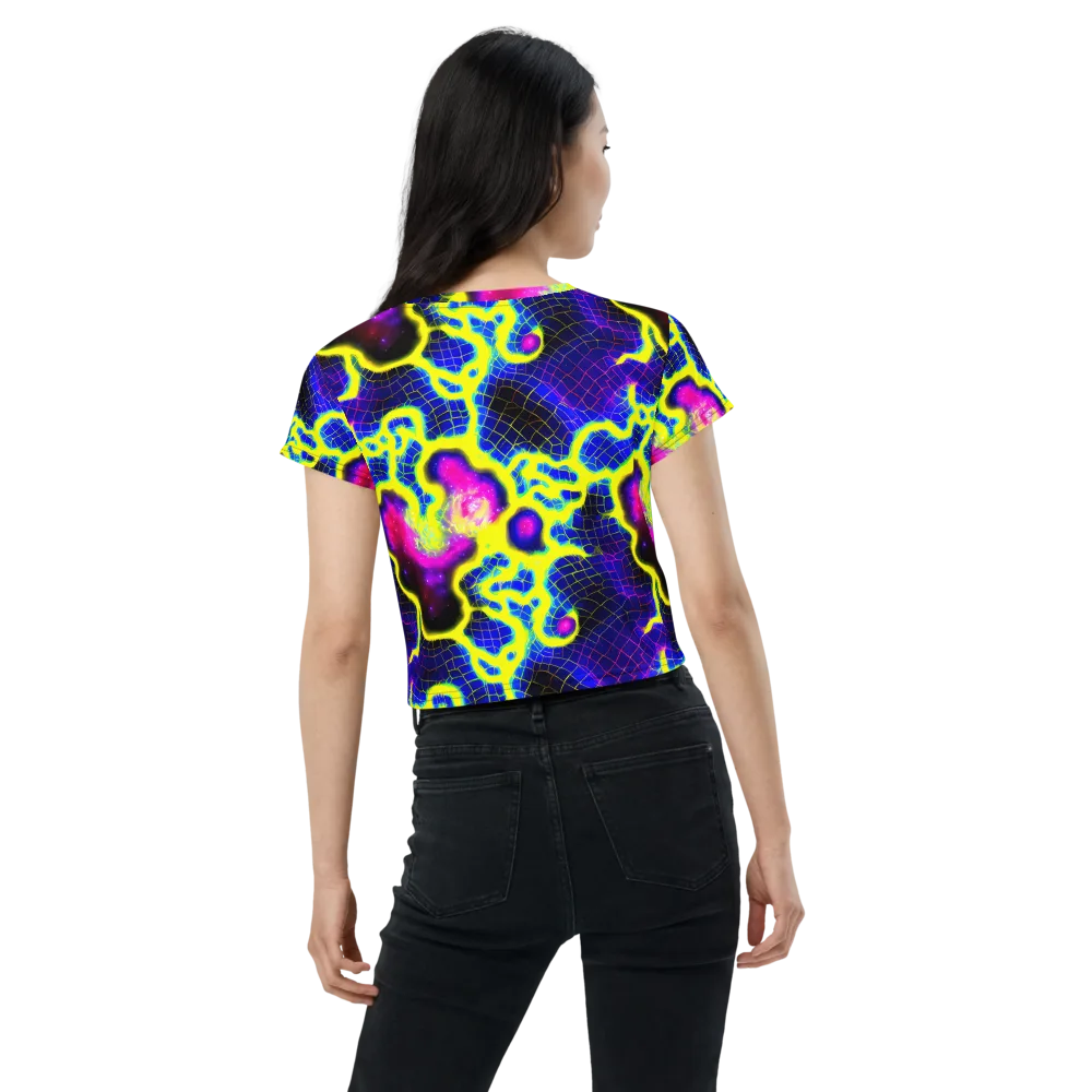 Neon Galaxy Grid on Crop Tee — Back