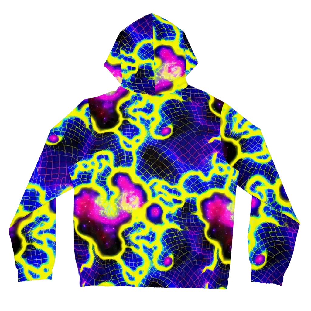 Neon Galaxy Grid on Women's Full-Zip Hoodie — Back