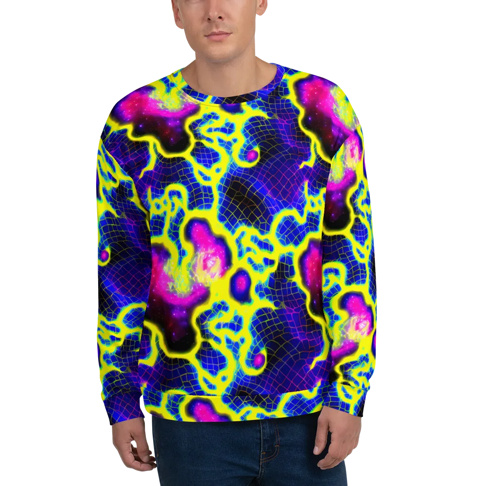 Neon Galaxy Grid on Sweatshirt — Front