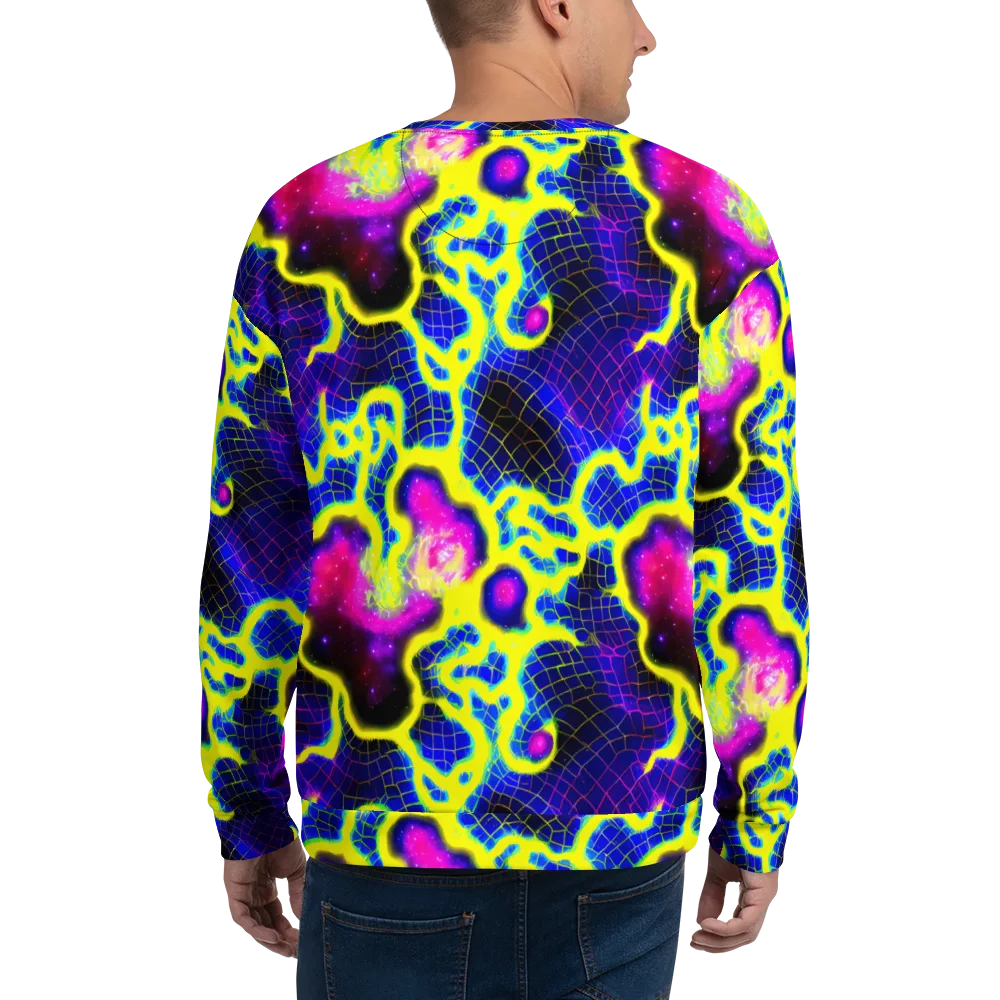 Neon Galaxy Grid on Sweatshirt — Back