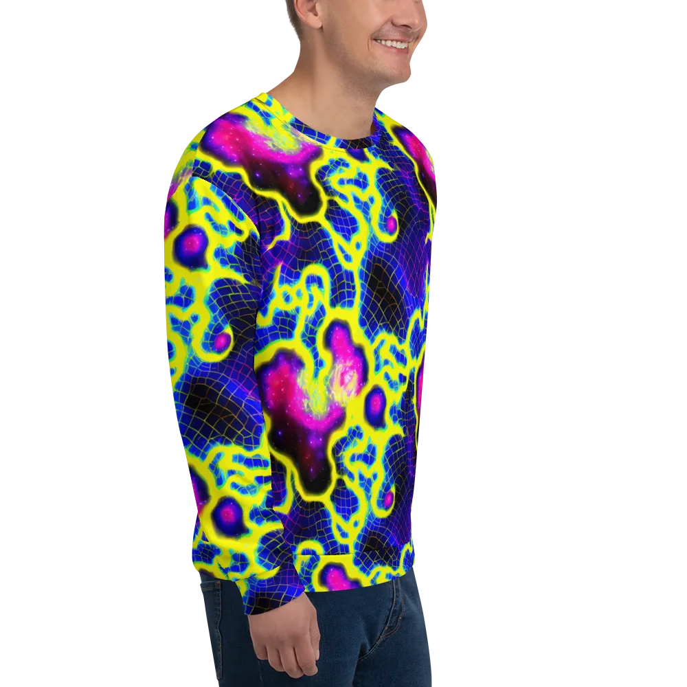Neon Galaxy Grid on Sweatshirt — Right Front