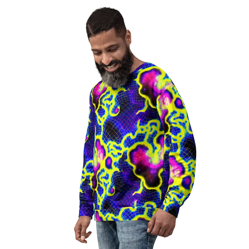 Neon Galaxy Grid on Sweatshirt — Left Front