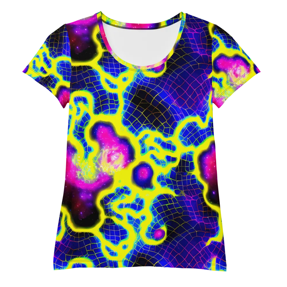 Neon Galaxy Grid on Women's Athletic T-Shirt — Front