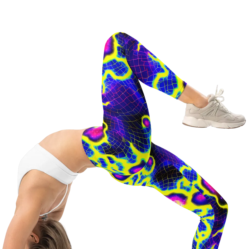 Neon Galaxy Grid on Leggings — Right