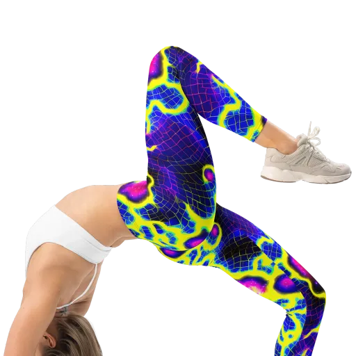 Neon Galaxy Grid on a Leggings