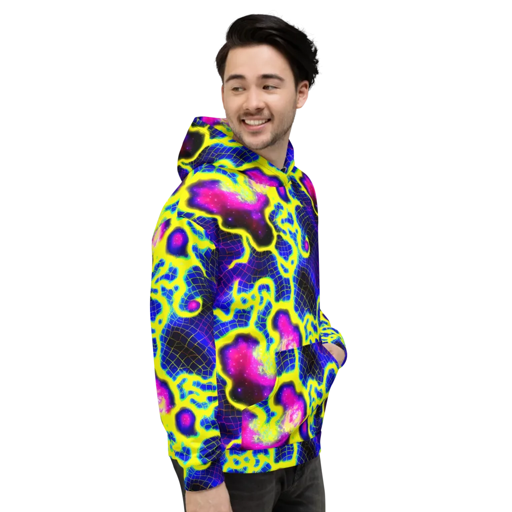 Neon Galaxy Grid on Hoodie — Right