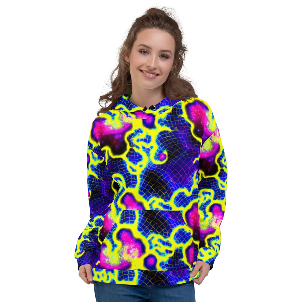 Neon Galaxy Grid on Hoodie — Front