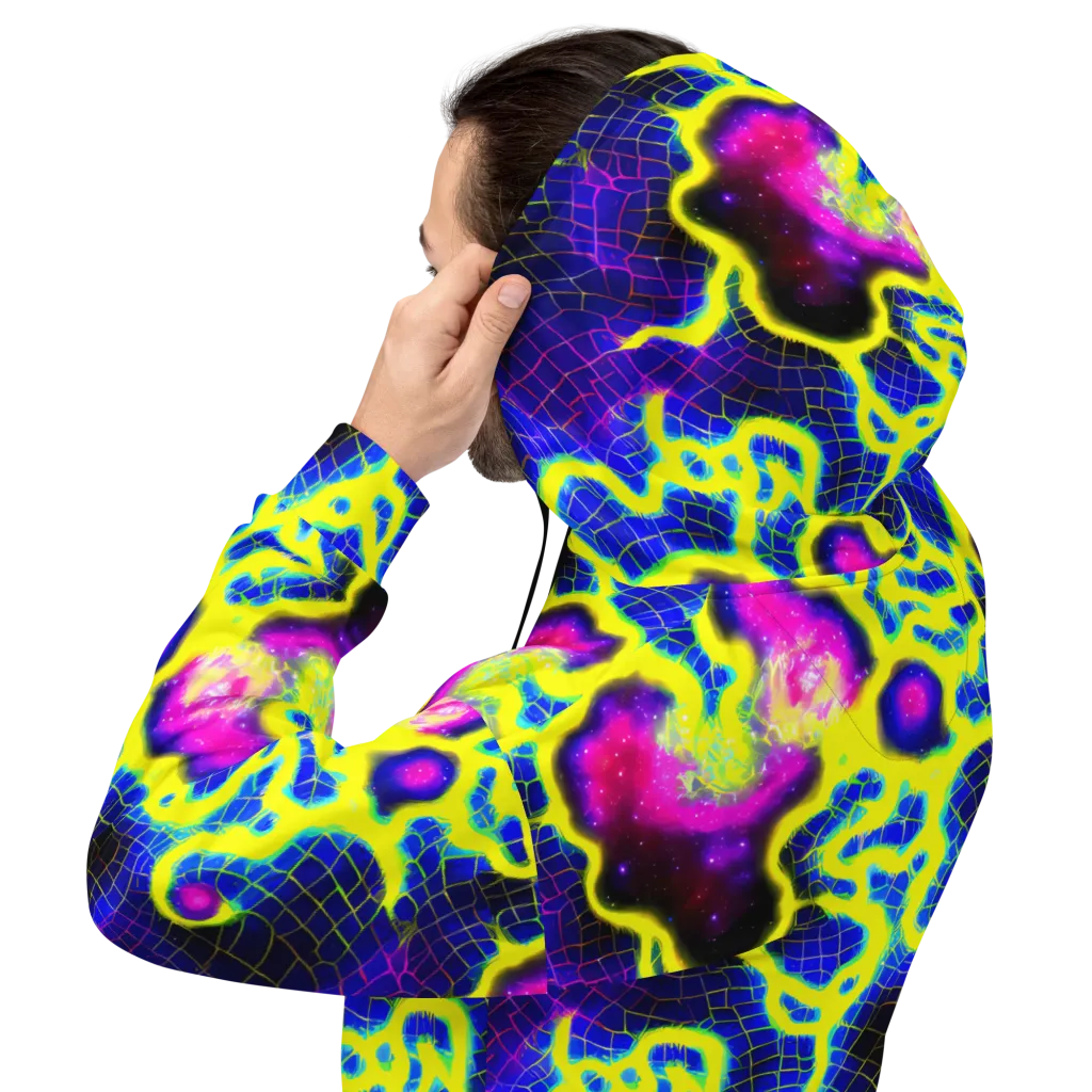 Neon Galaxy Grid on Hoodie — Back