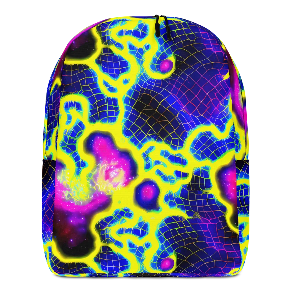Neon Galaxy Grid on Minimalist Backpack — Front