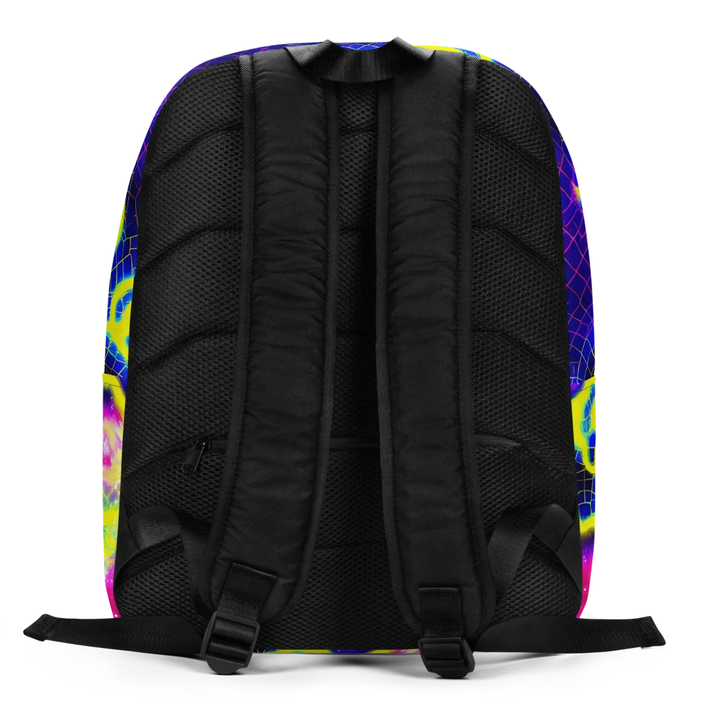 Neon Galaxy Grid on Minimalist Backpack — Back
