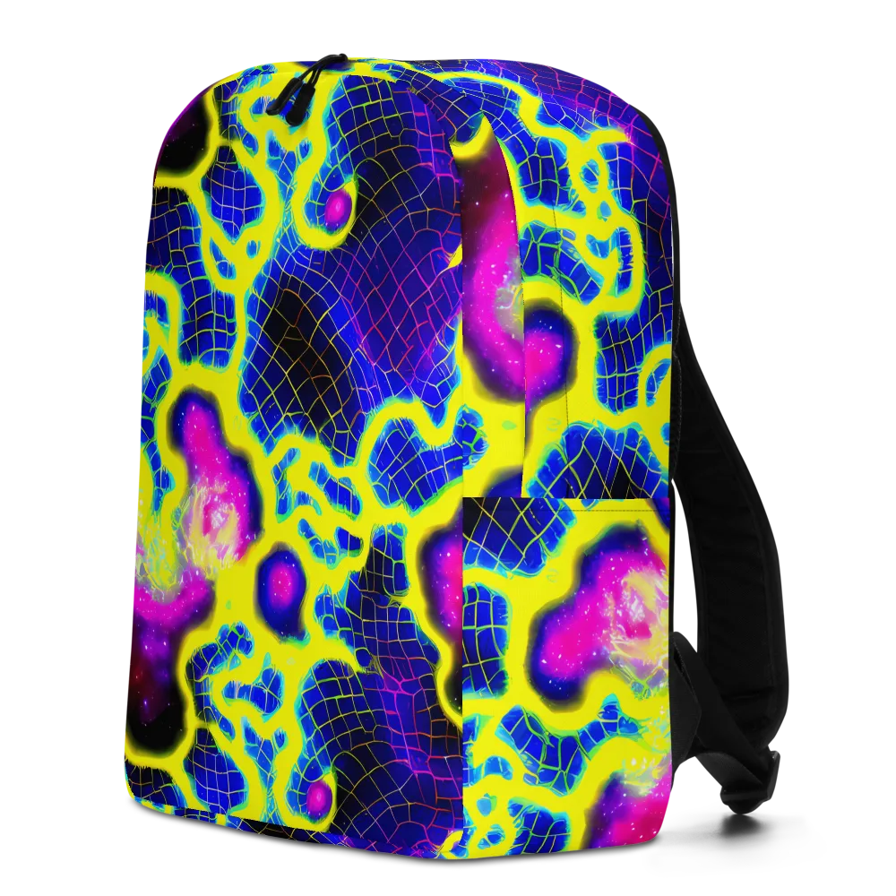Neon Galaxy Grid on Minimalist Backpack — Left