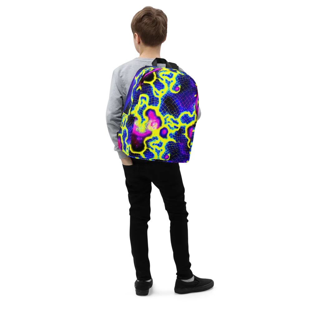Neon Galaxy Grid on Minimalist Backpack — Right Front