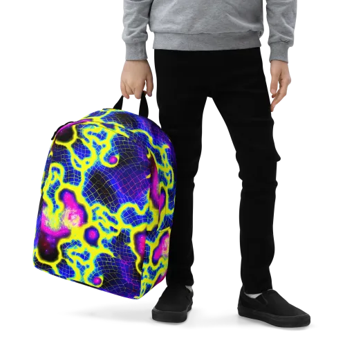 Neon Galaxy Grid on a Minimalist Backpack