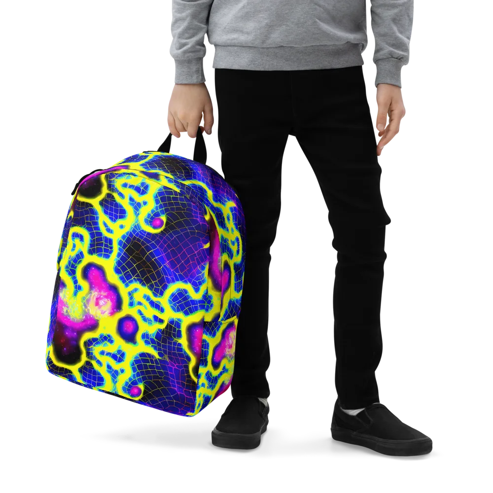 Neon Galaxy Grid on Minimalist Backpack — Zoomed-in