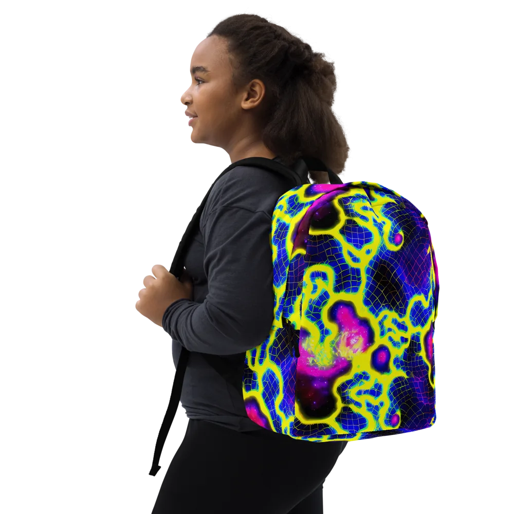 Neon Galaxy Grid on Minimalist Backpack — Right Front