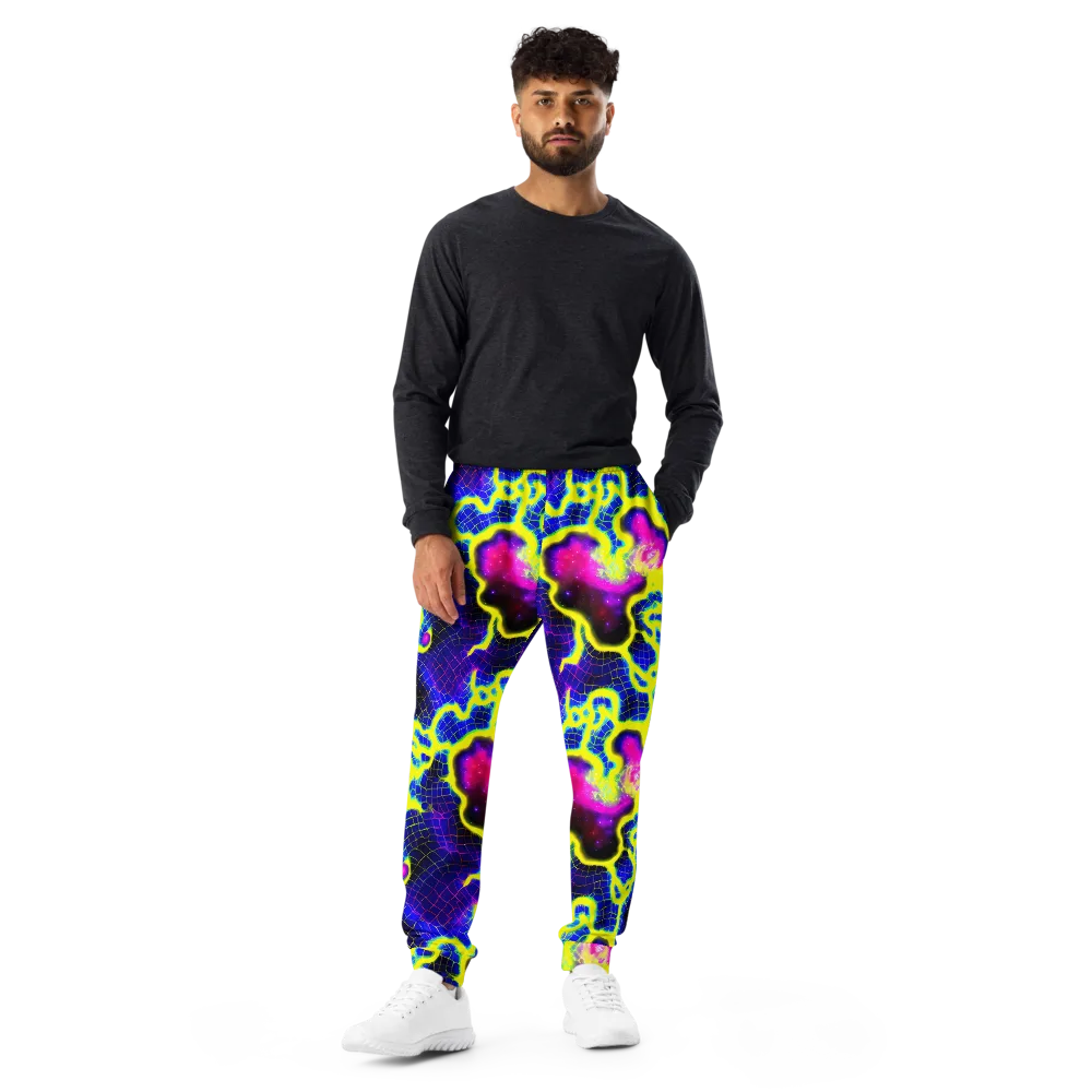 Neon Galaxy Grid on Men's Joggers — Front