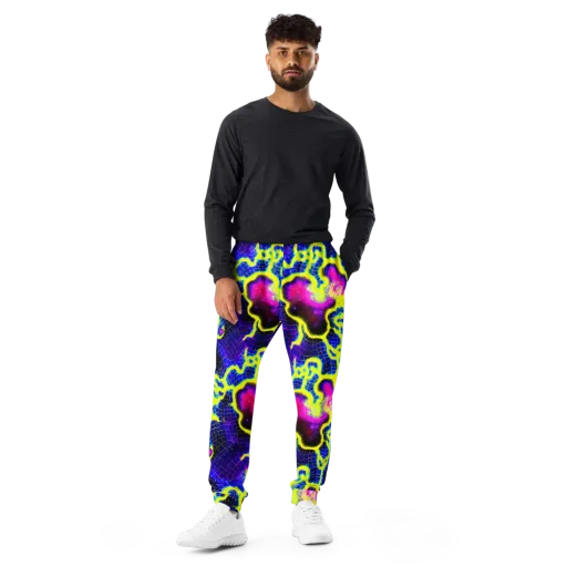 Neon Galaxy Grid on a Men's Joggers