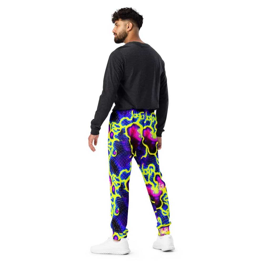Neon Galaxy Grid on Men's Joggers — Back