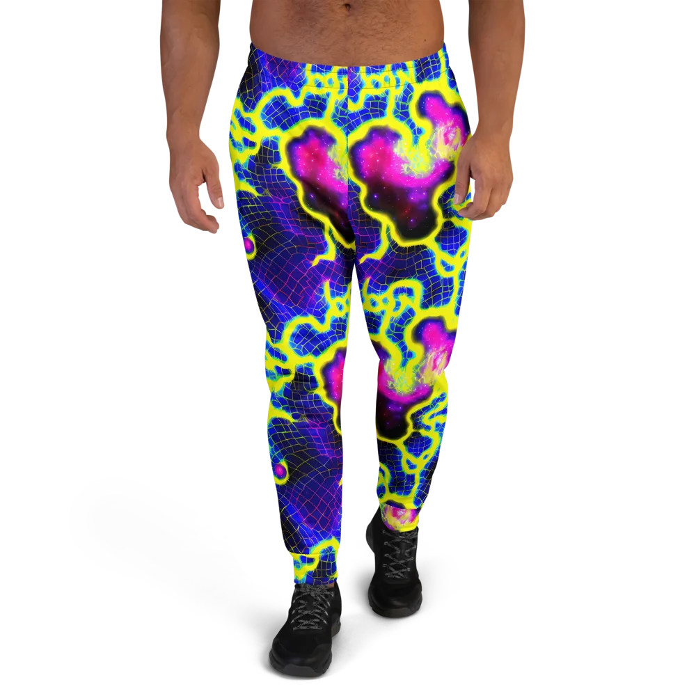 Neon Galaxy Grid on Men's Joggers — Front