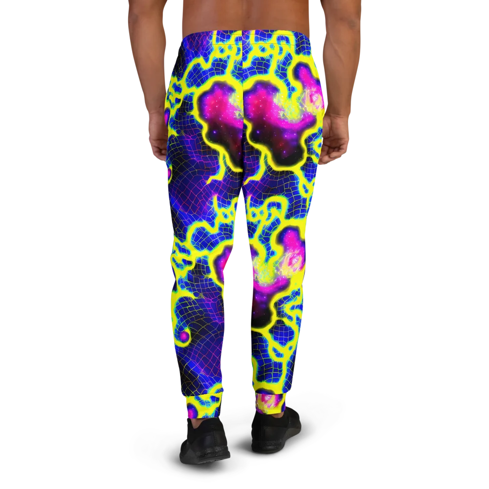 Neon Galaxy Grid on Men's Joggers — Back