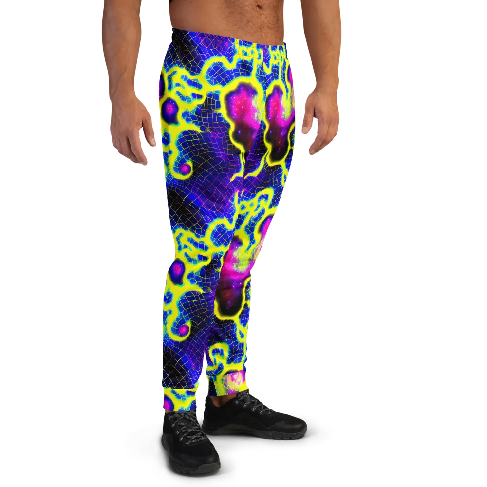 Neon Galaxy Grid on Men's Joggers — Right