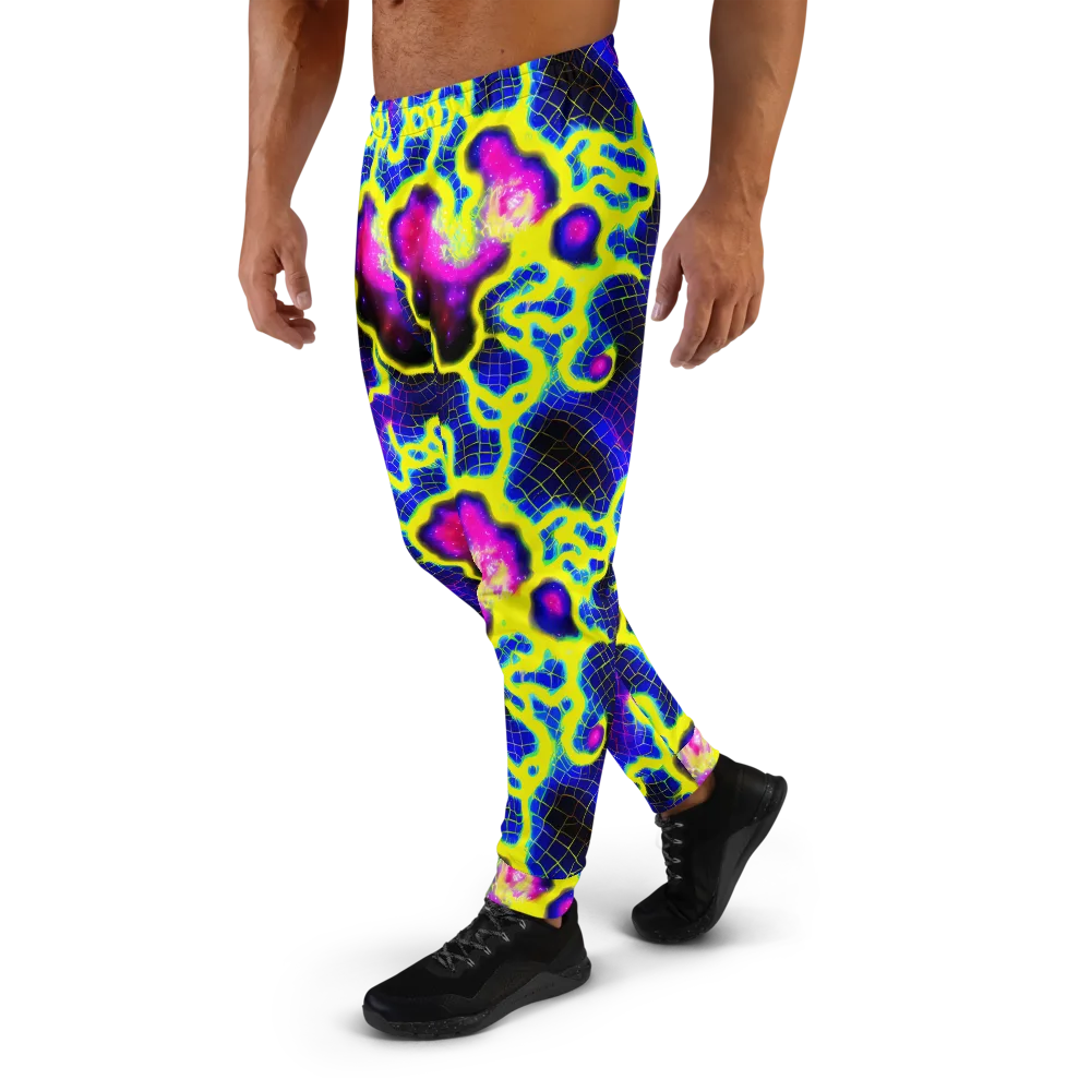 Neon Galaxy Grid on Men's Joggers — Left