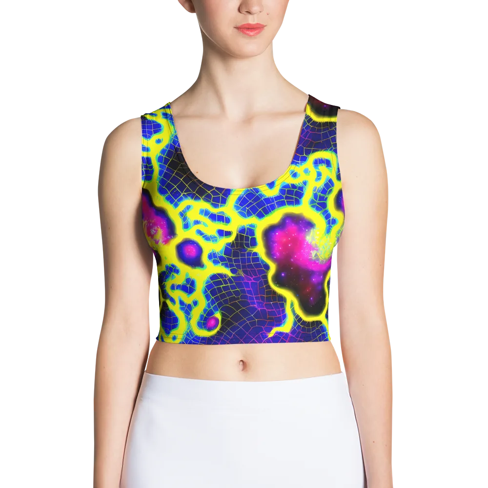 Neon Galaxy Grid on Crop Top — Front