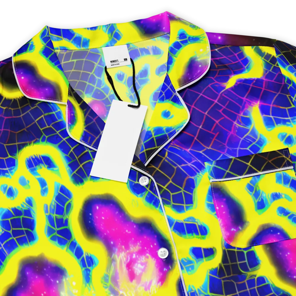Neon Galaxy Grid on Women's Short Sleeve Pajama Top — Product details