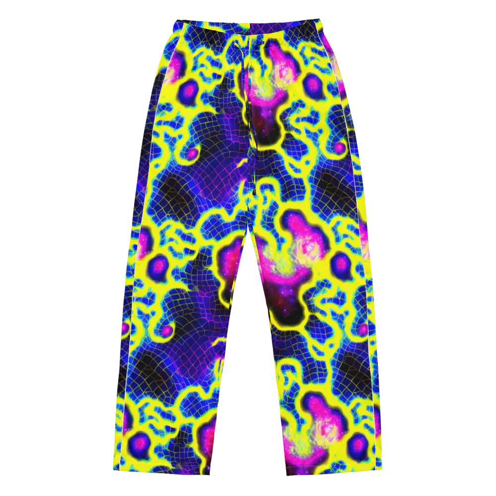 Neon Galaxy Grid on Women's Pajama Pants — Front