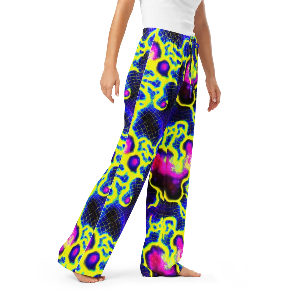 Neon Galaxy Grid on Women's Pajama Pants — Right Front