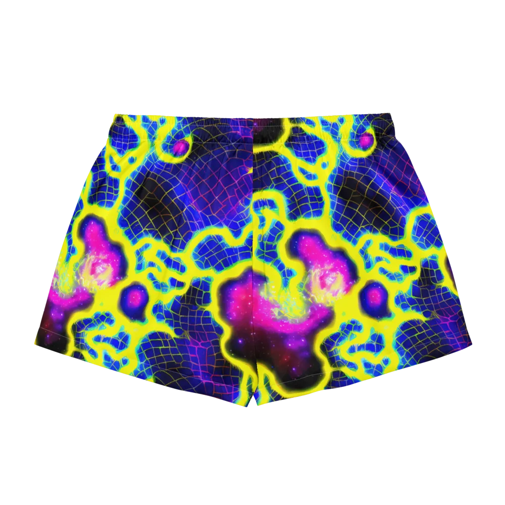 Neon Galaxy Grid on Women's Pajama Shorts — Back