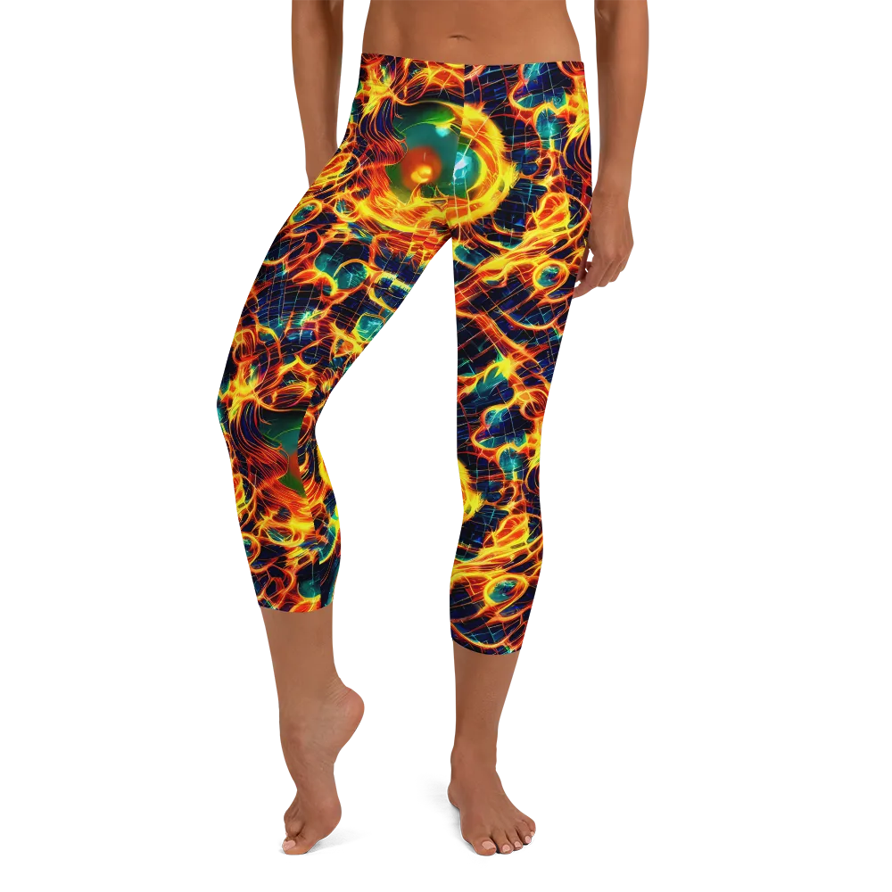 Inferno Grid on Capri Leggings — Front
