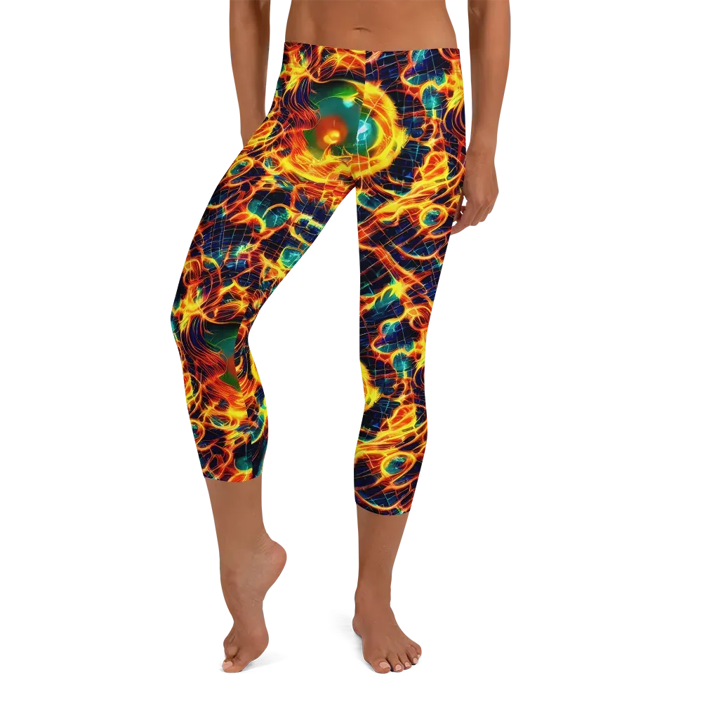 Inferno Grid on Capri Leggings — Front